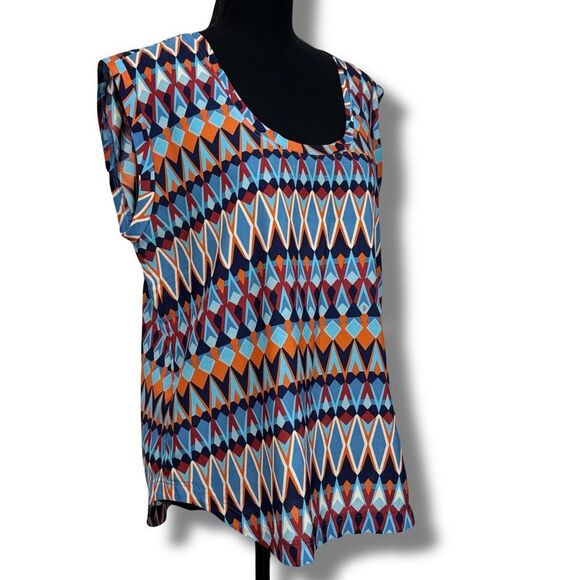 J. Crew Cap Sleeve Abstract Print Scoop Neck Blouse Size 10 Woman’s - Picture 1 of 10